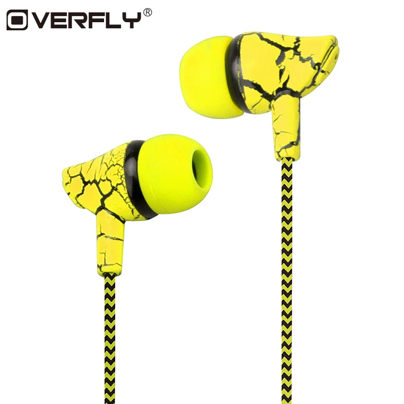 Overfly Sport Crack Earphone Wired Music Super Bass Headphone 3.5mm Jack Line Type Headset With Mic For Samsung Xiaomi iphone |