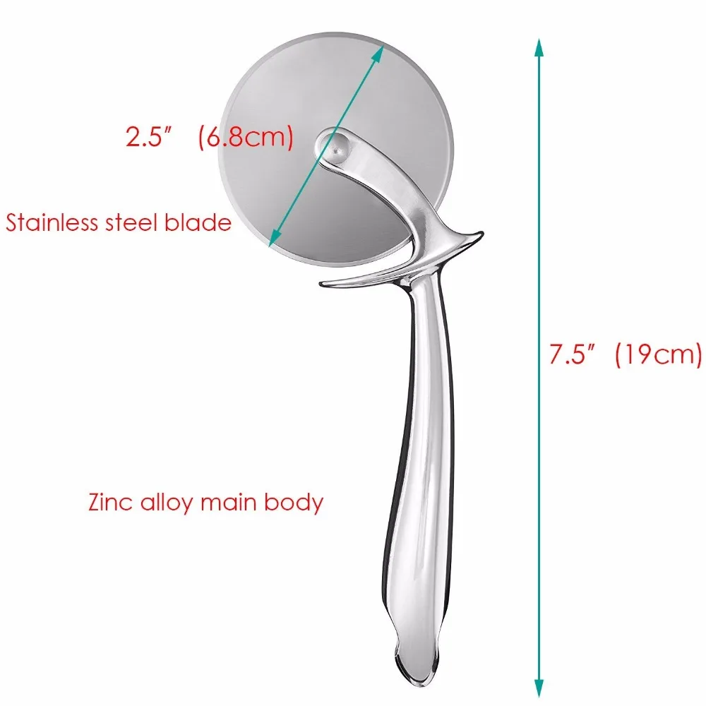 Zinc Alloy Pizza Cutter Round Shape Stainless Steel Pizza Wheels Cutters Cake Bread Round Knife Cutter Tools