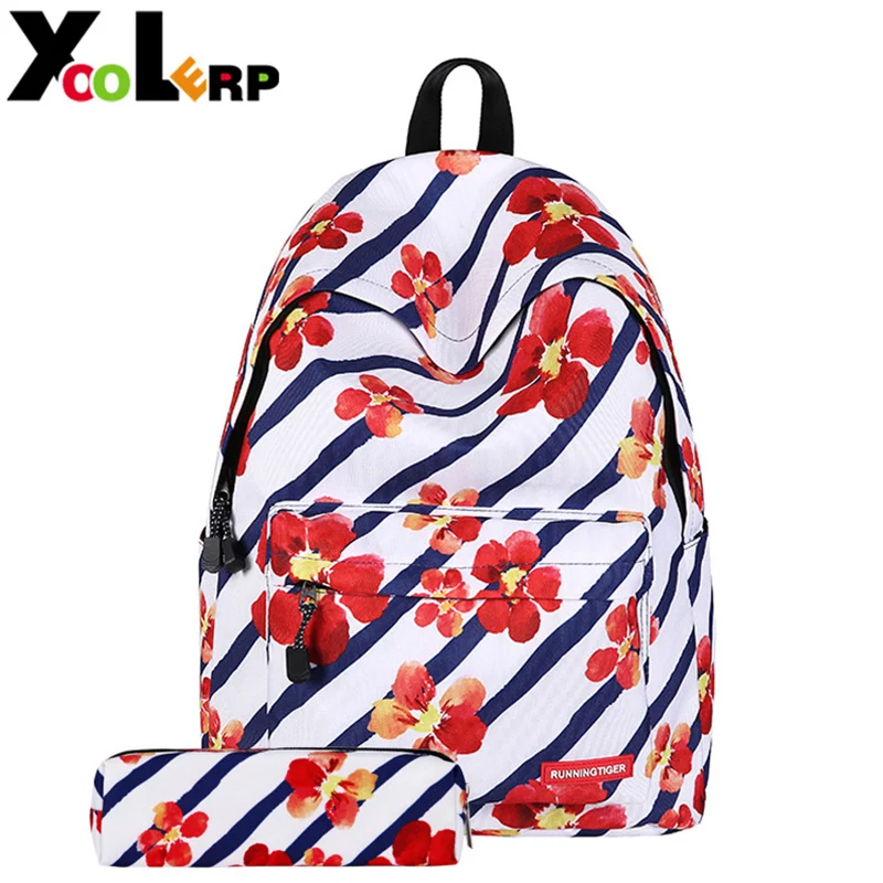 

2 Pcs/set Women School Backpacks Schoolbag For Teenagers Student Fashion Large Female Travel Backpack for School Supplies Bags