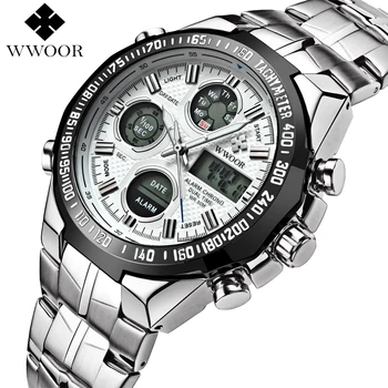 

Brand Luxury Men Watch Quartz Analog LED Digital Men Sports Watches Male Waterproof Casual Army Military Wrist Watch WWOOR Clock