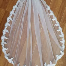 Фата, свадьба 90 см кружевная кромка короткая Фата с расческой один слой фатин свадебная фата Недорогие свадебные аксессуары Veu de Noiva