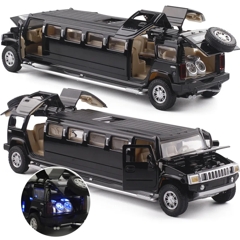 

Simulation Alloy H6 Off-road Extended Car Model SUV 1:32 Diecast Pull Back Toy Car With Sound Light Toys Vehicles
