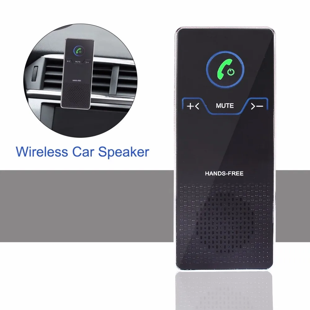 Wireless Car Speaker Hands Free Bluetooth Speakerphone Air Vent Sun