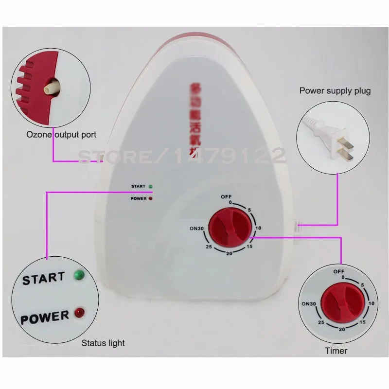 Портативный генератор активного озона, стерилизатор, очиститель воздуха, очистка фруктов, овощей, воды, приготовления пищи, озонатор, ионизатор