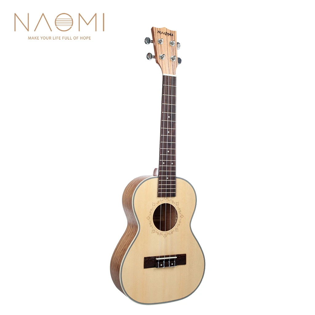 

NAOMI Ukulele 26 Inch Ukulele Solid Spruce Top Zebrawood Back Mahogany Ukulele 4 String Hawaii Guitar Tenor Ukulele NEW