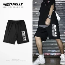 NELLY Летние повседневные спортивные шорты с надписью пляжные шорты хип хоп Harajuku дикие мужские свободные шорты