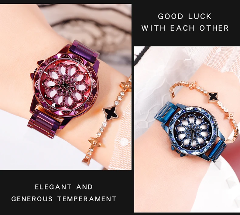 SANDA 2019 женские часы удача превратила кварцевые вращающиеся в форме сердца часы отдых водостойкие модные женские часы стальная лента