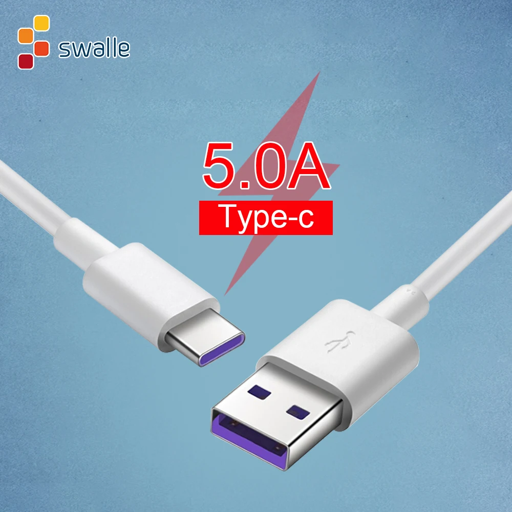 

Swalle 5A USB Type C Cable for Samsung Galaxy S9 S8 Plus S10 Xiaomi Redmi Note 7 USB-C Mobile Phone Fast Charging Type-C Cable