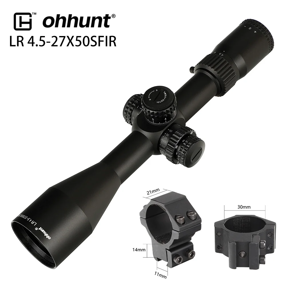 Ohhunt LR 4,5-27x50 SFIR охотничий прицел Mil Dot стекло травленая сетка Красное освещение боковая параллакса башенки Блокировка сброса прицел - Цвет: Med Dovetail Rings