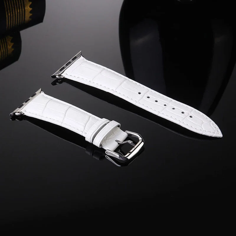 black Quality Genuine Cow leather strap bracelet watch band 42mm 38mm Apple iWatch new series 1 2 3 for sale