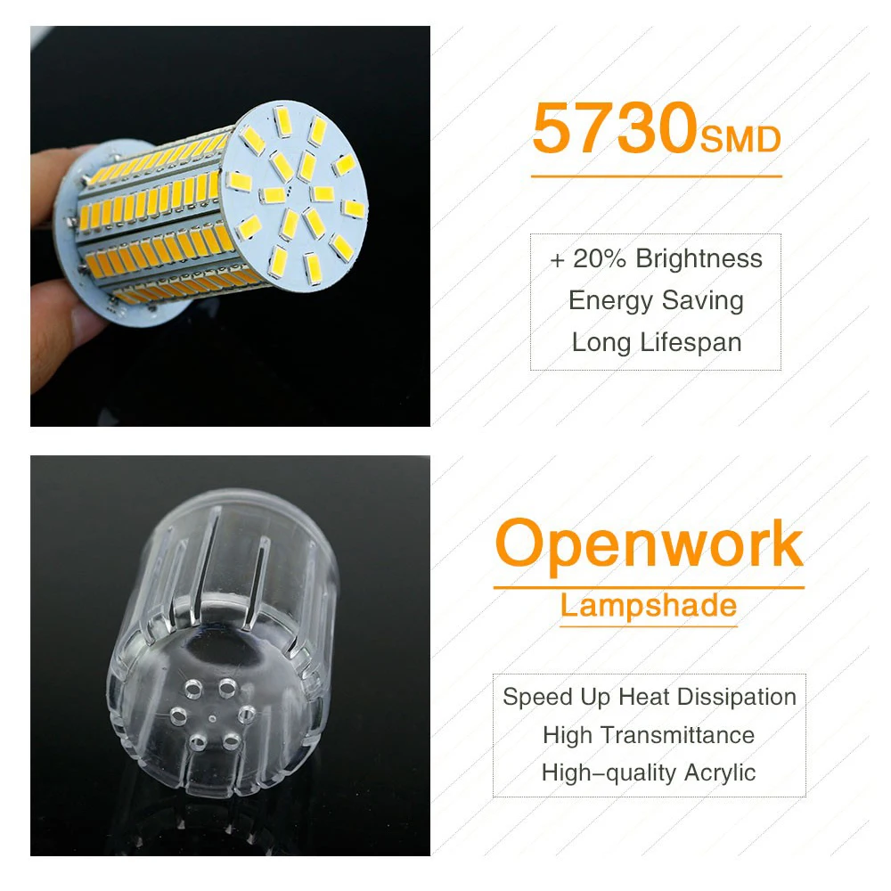 Светодиодная лампа E27 5730 SMD LED Corn Bulb 220V 24 30 42 64 80 89 108 136 светодиодный s Focos Luz E14 Bombillas
