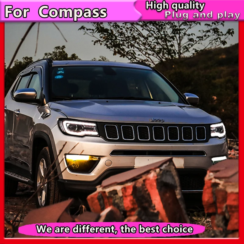 Автомобильный Стайлинг фар для JEEP Compass 2017 2018 светодиодный фонарь компаса DRL Bi Xenon