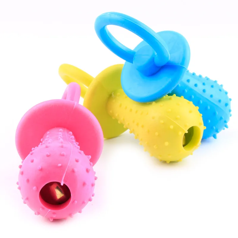 Rubber Nipple Toys Chewing Teething Train Cleaning Play Funny Squeak