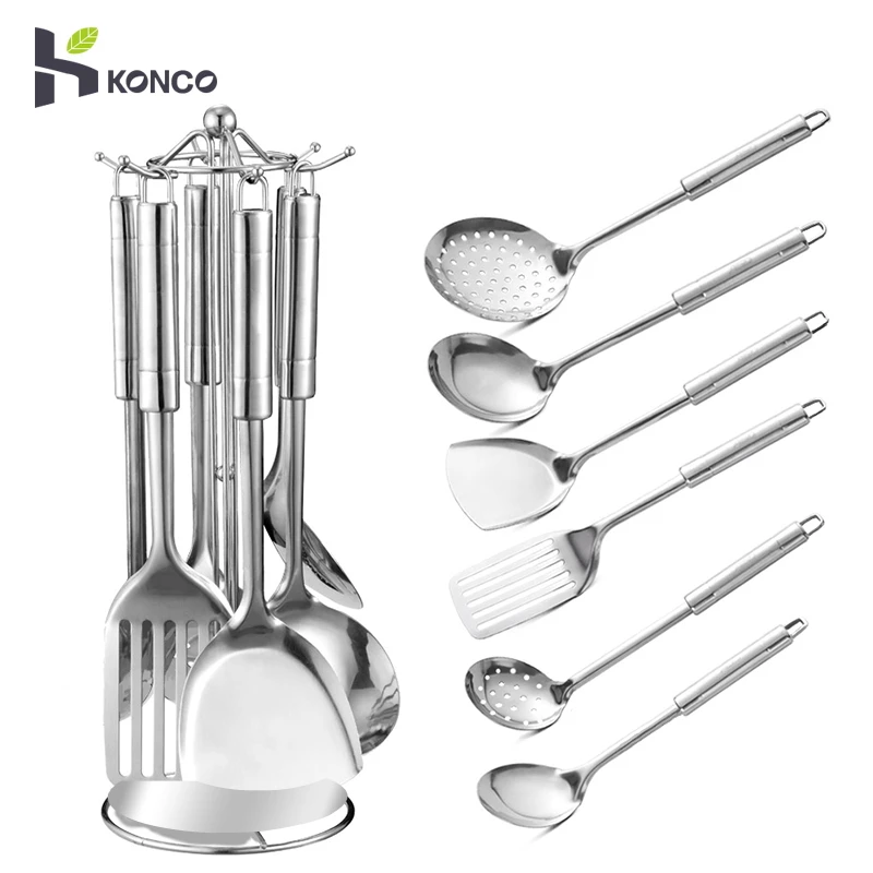 

6 Pieces Cooking Utensil Set, Stainless Steel Kitchen Utensil Set with Organizer Holder Stand, Kitchen Cooking Tools