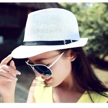 10 шт./партия 01806-beixing летняя однотонная Классическая бумажная лента Кепка Мужские Женские шляпы-федоры шляпа