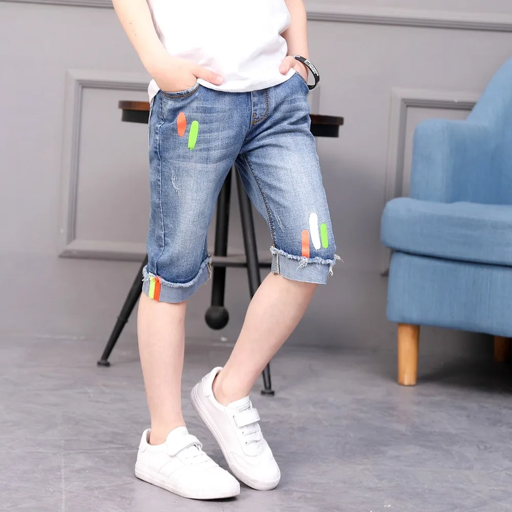 

Brand boy Clothes handsome High elastic force Kids Tight Denim shorts Fashionable temperament Leisure romper trousers Teenagers