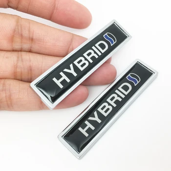 

FTDF 2pcs car styling Car Body Fender Side Metal Chrome HYBRID Emblem Stickers For Jeep BMW Ford Volvo Nissan Mazda Audi Honda