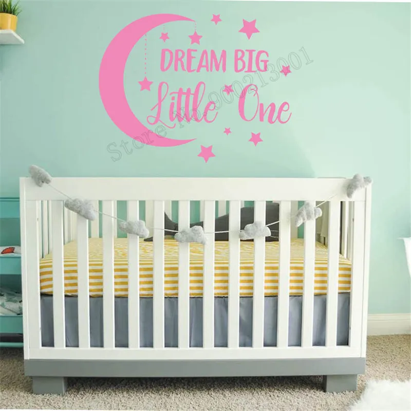 

Wall Art Sticker Dream Big Little One Decoration Moon Star Text Dress Up Decal Vinyl Removeable Poster Kids Beauty Mural LY507