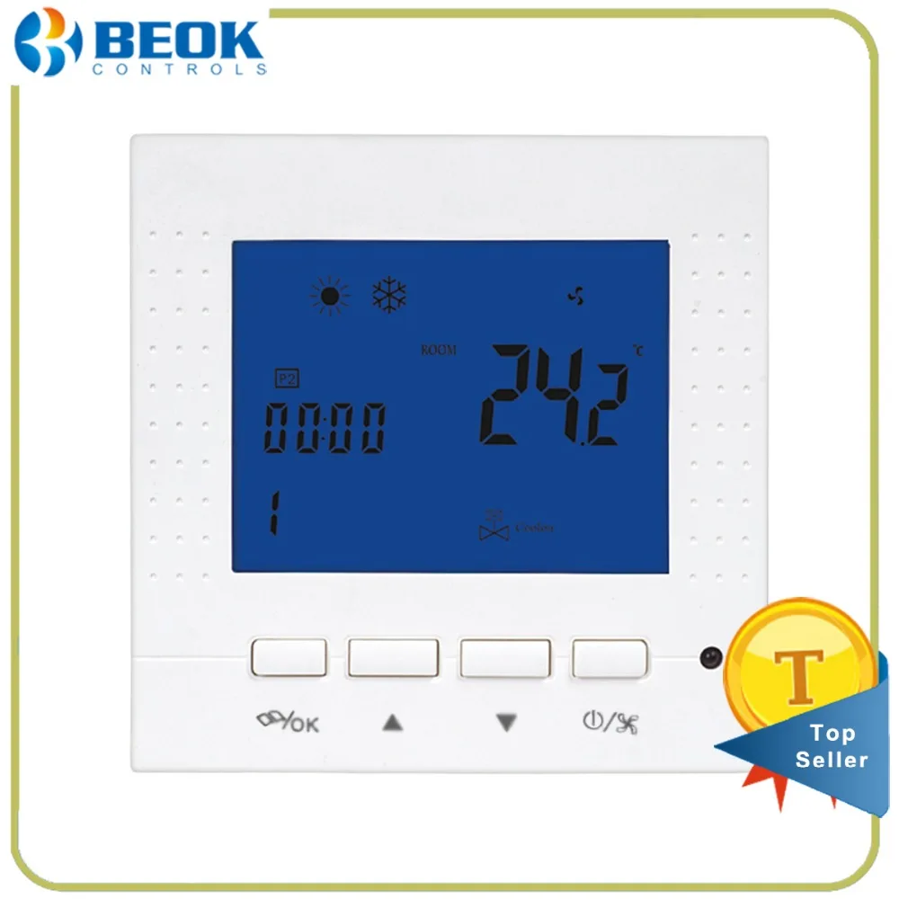 Beok TOL40S-AC2 Programmable Fan Coil FCU AC Thermostat Smart Central Air Conditioning Room Temperature Controller 2 Pipe | Инструменты