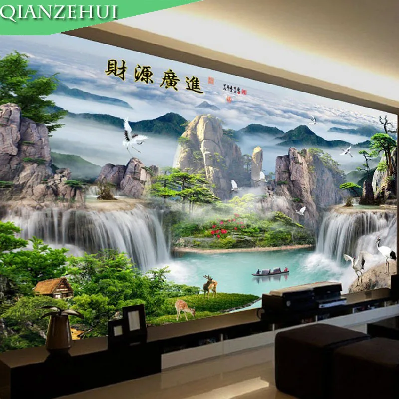 

QIANZEHUI,Needlework,DIY printing Landscape welcoming pine Cross stitch,rising sun Sets For Embroidery kits Cross-Stitch