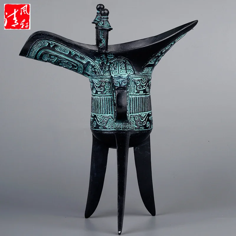 

Special offer # Home OFFICE TOP Decor art - CHINA Ancient nobility bronze wine cup Bottle statue sculpture replica