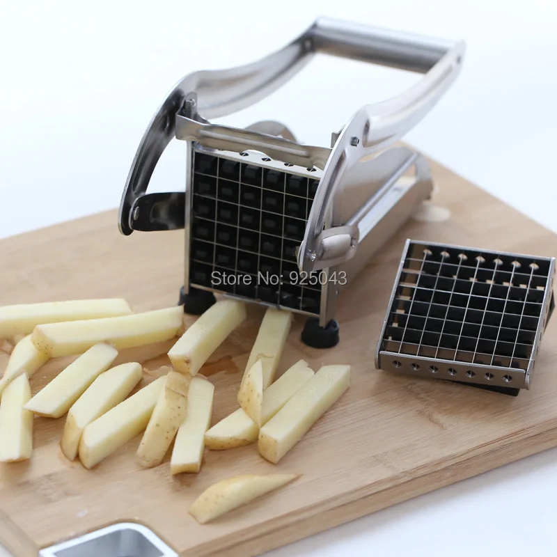 Нержавеющей дома Кухня фри Фрай чипсы полосы резак Slicer Chopper dicer машина+ 2 лезвия