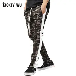JACKEYWU бренд брюки для девочек для мужчин Мода 2019 г. джоггеры с камуфляжным принтом корейский повседневное прямые спортивные штаны