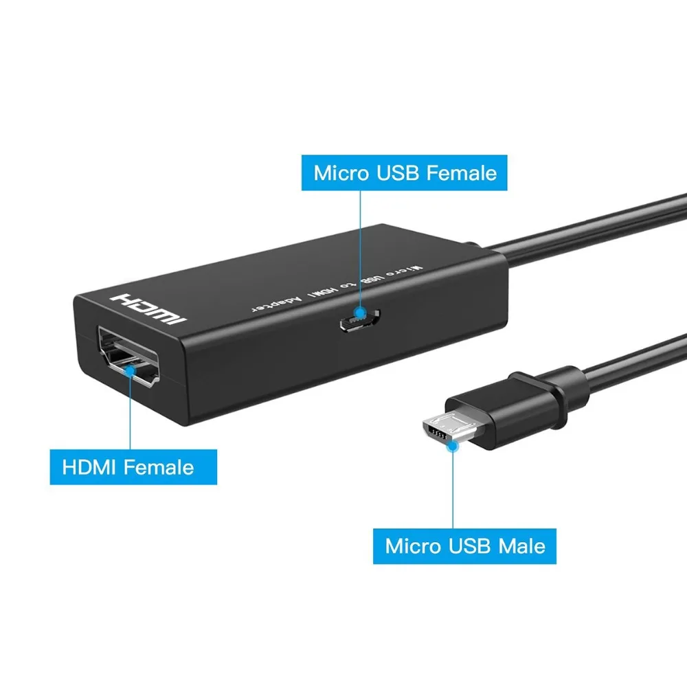SOONHUA ABS черный микро-usb к HDMI адаптер Поддержка 1080 P конвертер для ТВ HD HDMI аудио видео кабель для samsung huawei Xiaomi