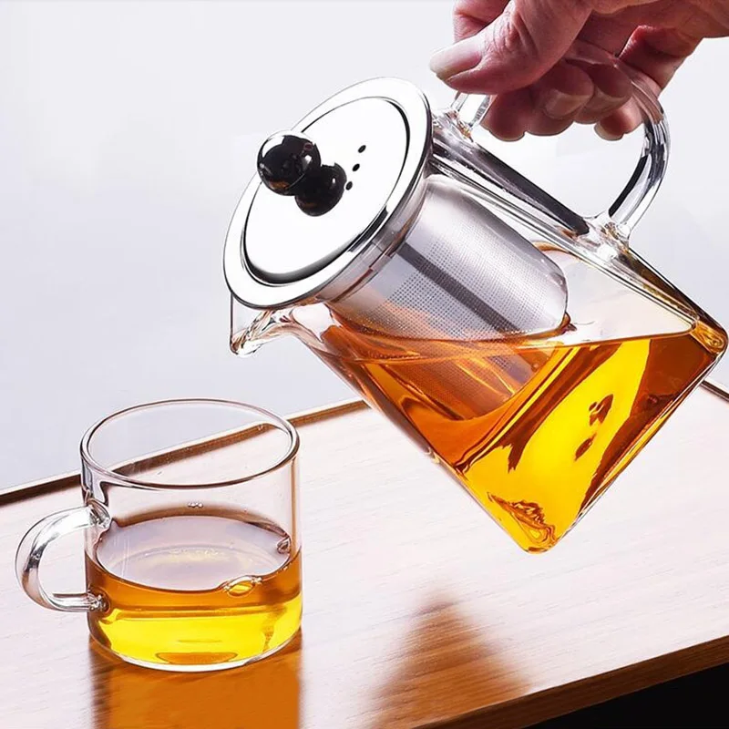 

Heat Resistant Glass Teapot with Stainless Steel Strainer Filter Infuser Tea Pot 350ml QJ888
