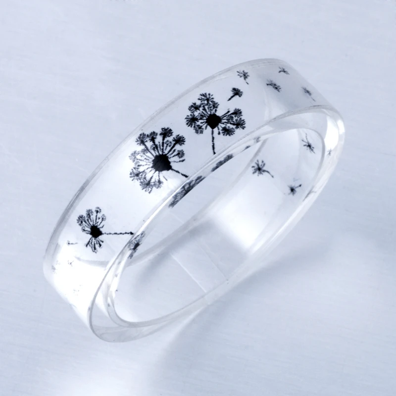 

Fashion Rings for Women Dandelion in the Wind Tansparent Resin Wedding Rings for Men Bague Bijoux Femme Natural Jewelry