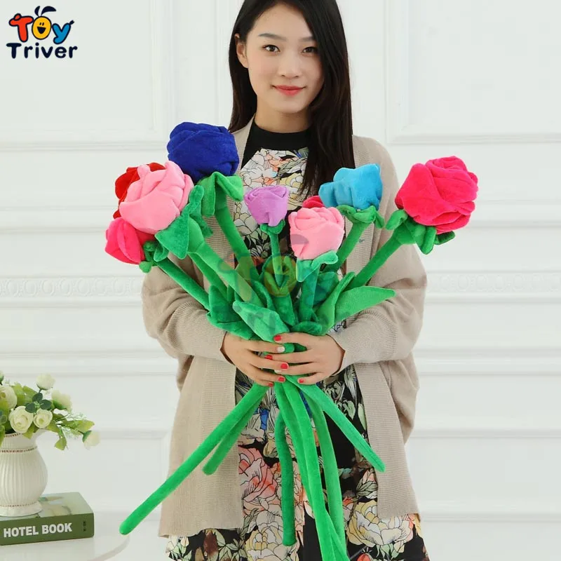 

Wholesale plush rose home bedroom decoration multi-function flower toys Curtain Buckle Wedding Birthday Gift 12pcs