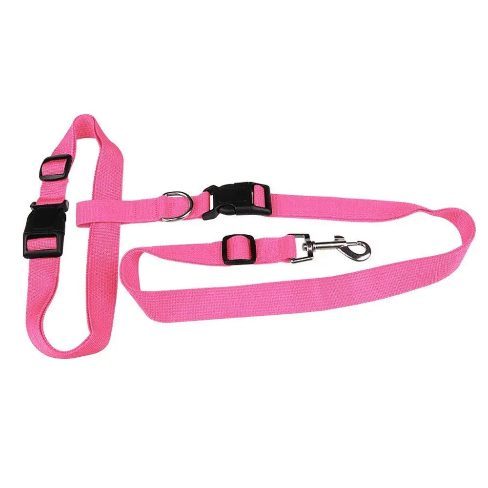 Большой Регулируемый Handsfree Собака Pet бег трусцой поводок поясной ремень нагрудный ремень - Цвет: Pink