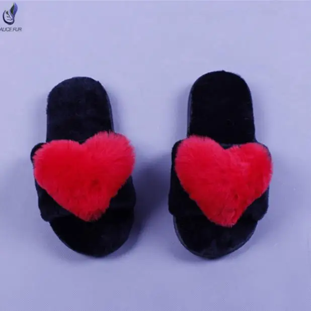 Women Fur Slippers Fashion Spring Summer Autumn Plush Slippers Fluffy Fur Slides Flip Flops Flat Shoes - Цвет: Слоновая кость