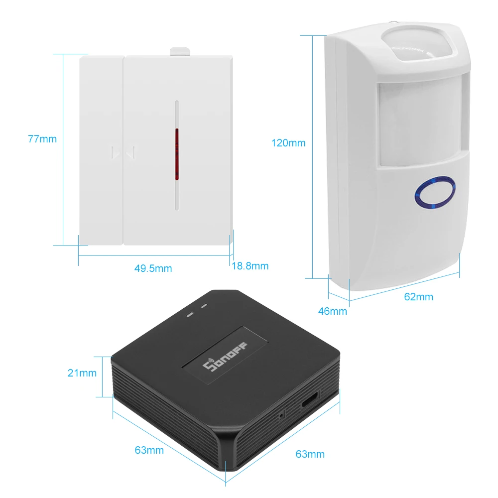 Беспроводной переключатель SONOFF RF Bridge 3 упаковки 433 МГц Wi Fi модуль + PIR датчик PIR2 DW1