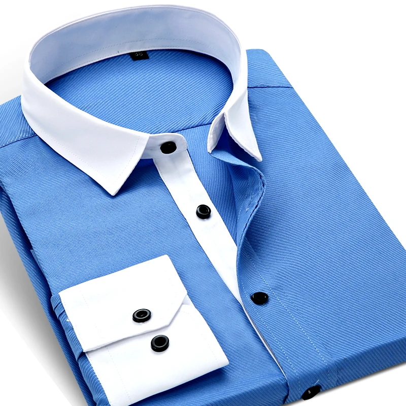 mens colored dress shirts with white collar