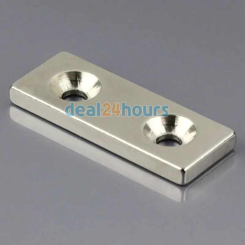 

1PC Big N50 Super Strong Block Cuboid Neodymium Magnets 50 x 20 x 5 mm 2 Countersunk Hole 5mm Rare Earth OMO Magnetics!