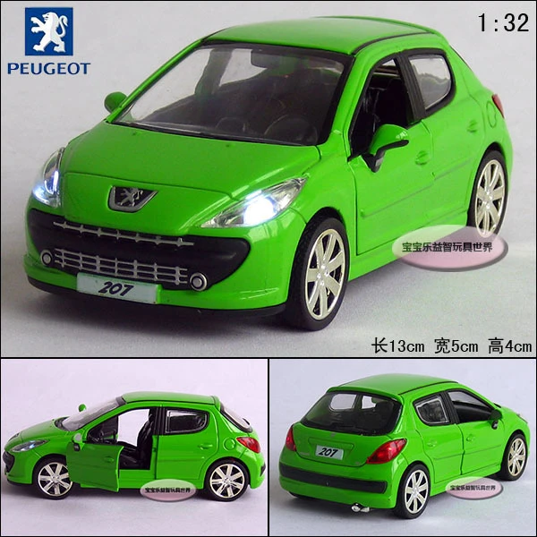 New Peugeot 207 1:32 Alloy Diecast Model Car With Sound and