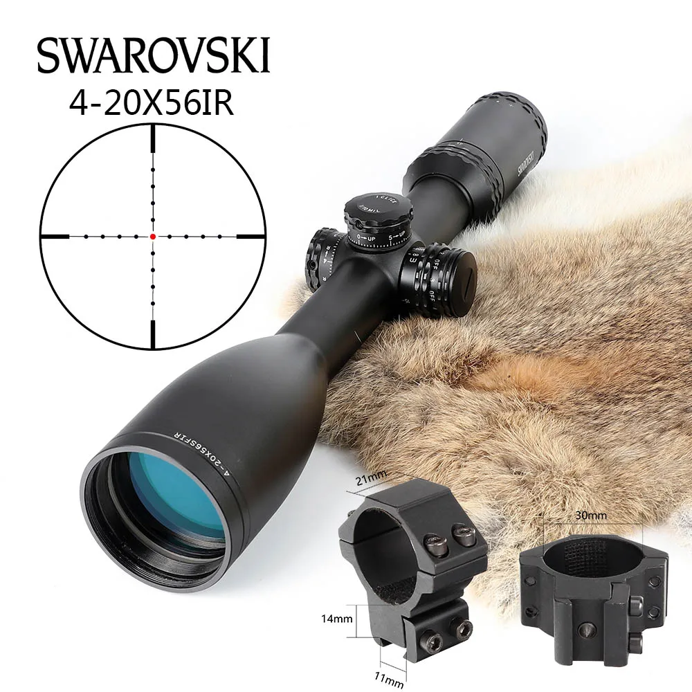 Имитация Swarovskl 4-20x56 SFIR RifleScopes Mil Dot glass F40-1 прицелы для охотничьей винтовки Сделано в Китае - Цвет: with Dovetail Rings