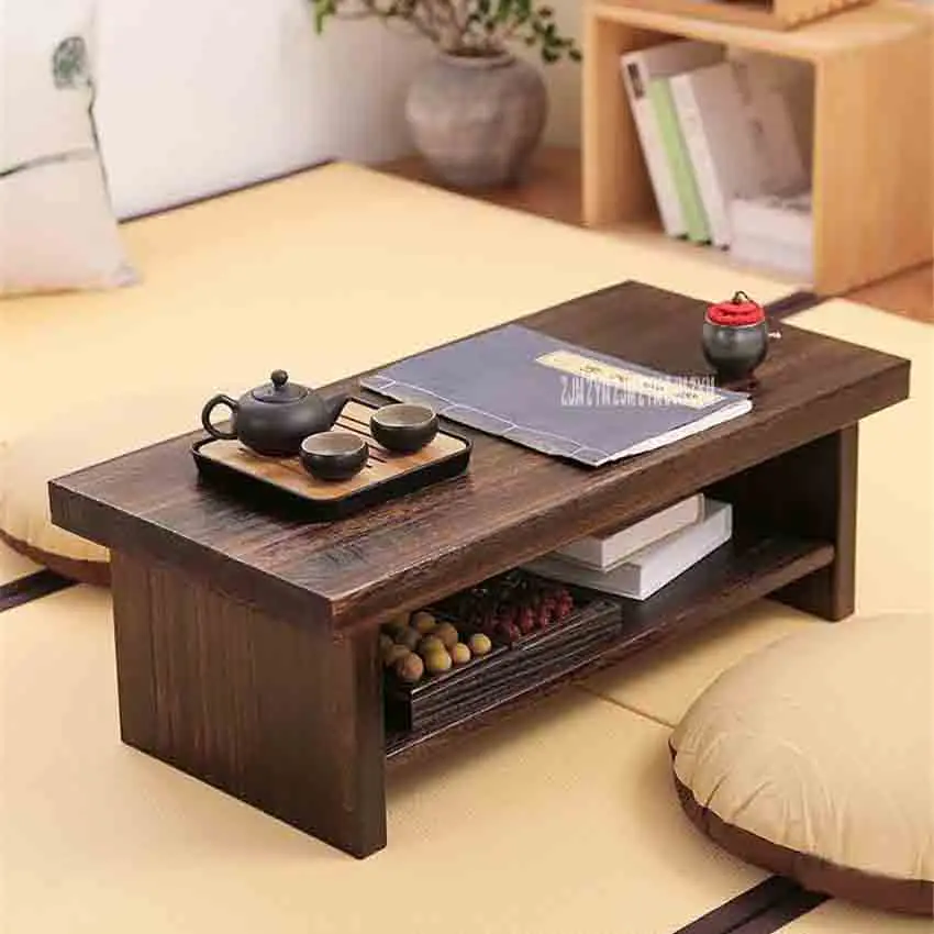 New Tatami Small Coffee Table Japanese Style Solid Wood Antique Tea Table Rectangle Computer Table Living Room Wooden Tea Table
