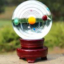 80mm Solar System Major Planet Crystal Globe Polished Sphere Feng Shui Glass Ball Craft Home Decor