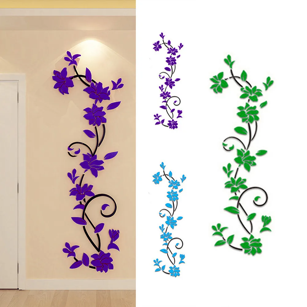 

3D Vase Flower Tree DIY Removable Art Vinyl Wall Stickers Decal Mural Home Decor For Home Bedroom TV Background Decoration B1