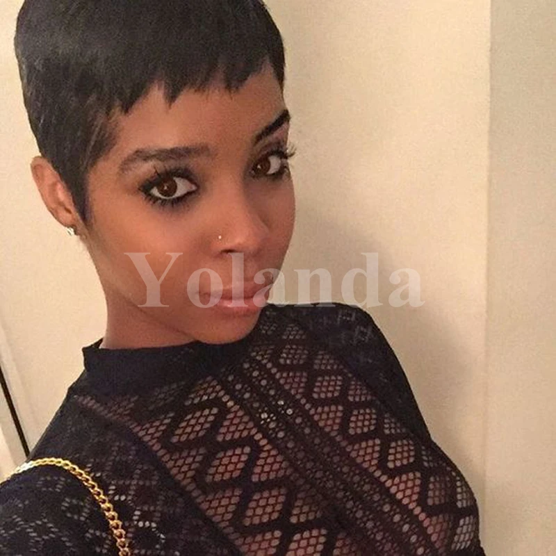 

Pixie Very Short Human Cut Hair Wigs Full Lace Front Brazilian Natural Black Human Chic Cut Hair Wigs Glueless Full Lace Wig