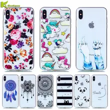 

Soft Case on for iPhone XS Max Case Ultra Thin Printed Unicorn Silicon Back Cover for iPhone XS XR XS Max X 5S 6S 7 8 Plus Funda