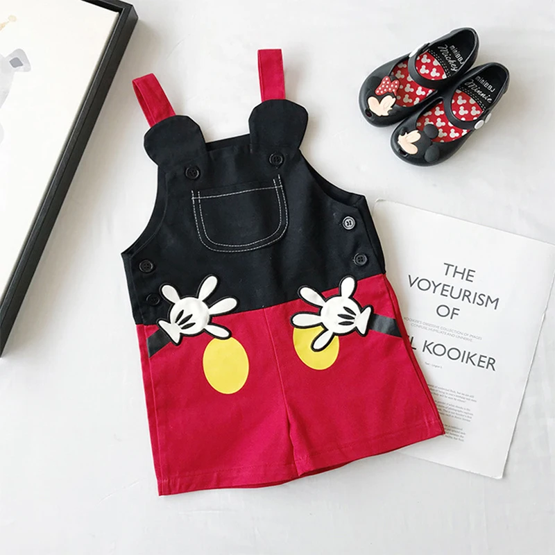 

2019New Summer Children's straps short pants Cartoon Mickey trend Boys Clothing Kids Clothes Straps Shorts Jeans for girl Baby