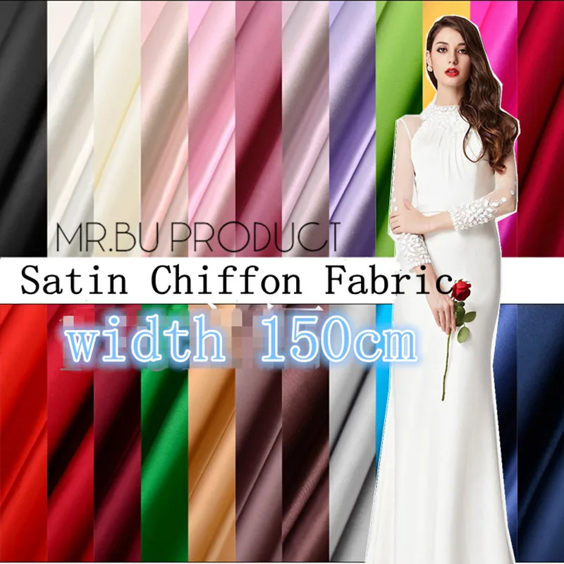 

Solid High-end Satin Chiffon Fabric Cloth Imitated Silk Satin Wedding Dress Shirt Matte Fabric