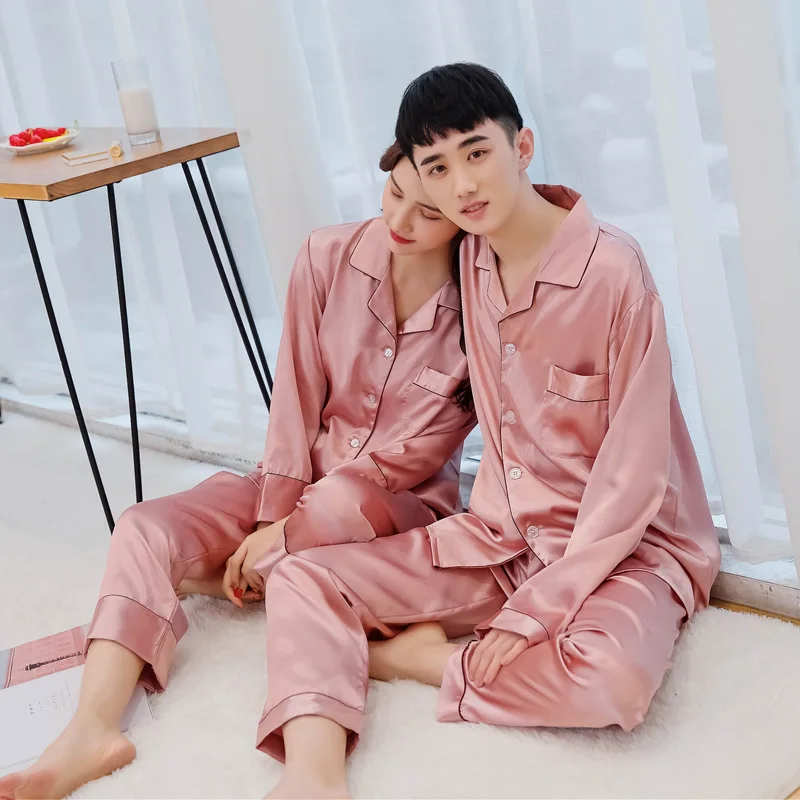 Smmoloa Демисезонный Для женщин шелковые пижамы атлас пижамный комплект с длинными рукавами и принтом