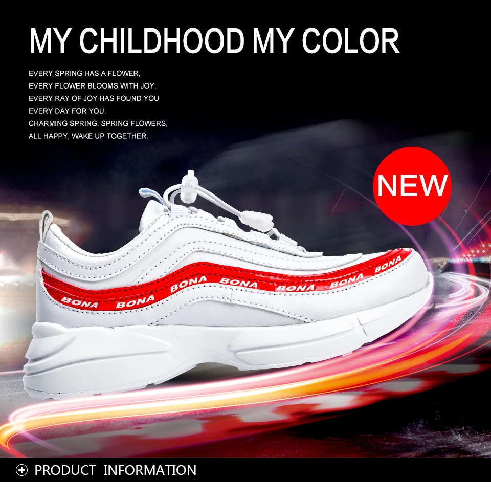 BONA/Новое поступление; популярные Стильные Детские кроссовки; синтетическая разноцветная обувь для отдыха для девочек; эластичная лента; повседневная обувь для мальчиков; светильник