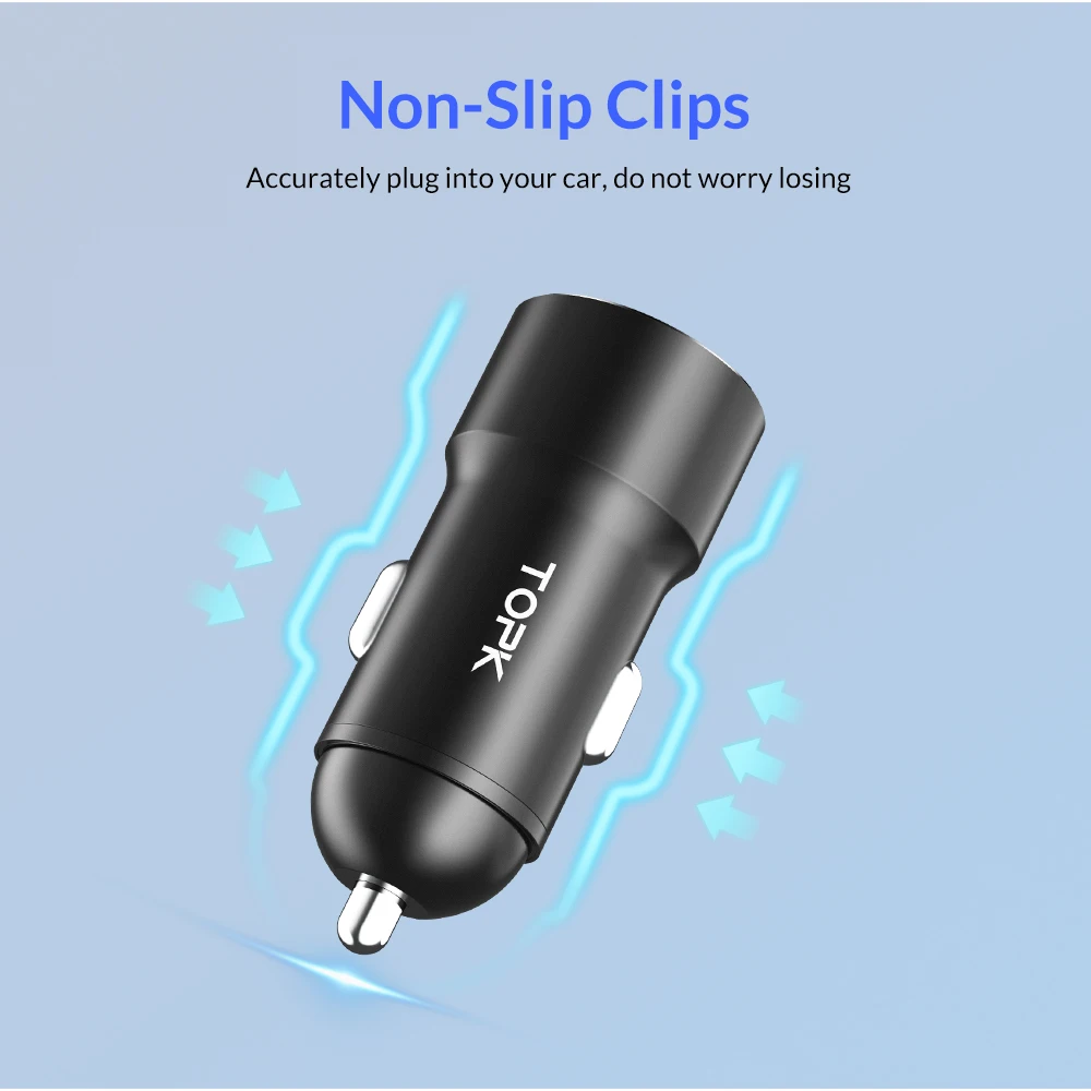 TOPK 2.4A المزدوج USB سيارة شاحن آيفون شياو mi redmi ملاحظة 7 mi 9 سامسونج S10 سيارة-شاحن الهاتف المحمول شاحن في سيارة