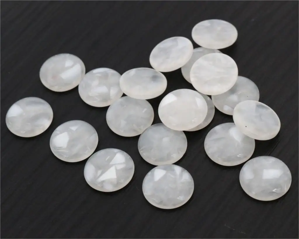

New Fashion 40pcs 12mm White Colors Built-in Shell Flat back Resin Cabochons Cameo-V5-17