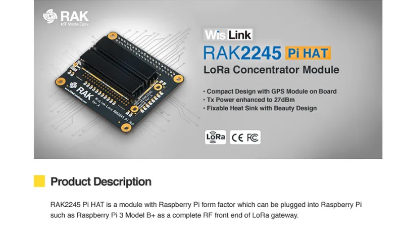 RAK2245 Pi HAT LoRaWAN концентратор модуль шлюз OS WisLink LoRa плата с Raspberry Pi на основе SX1301 gps антенна Q193